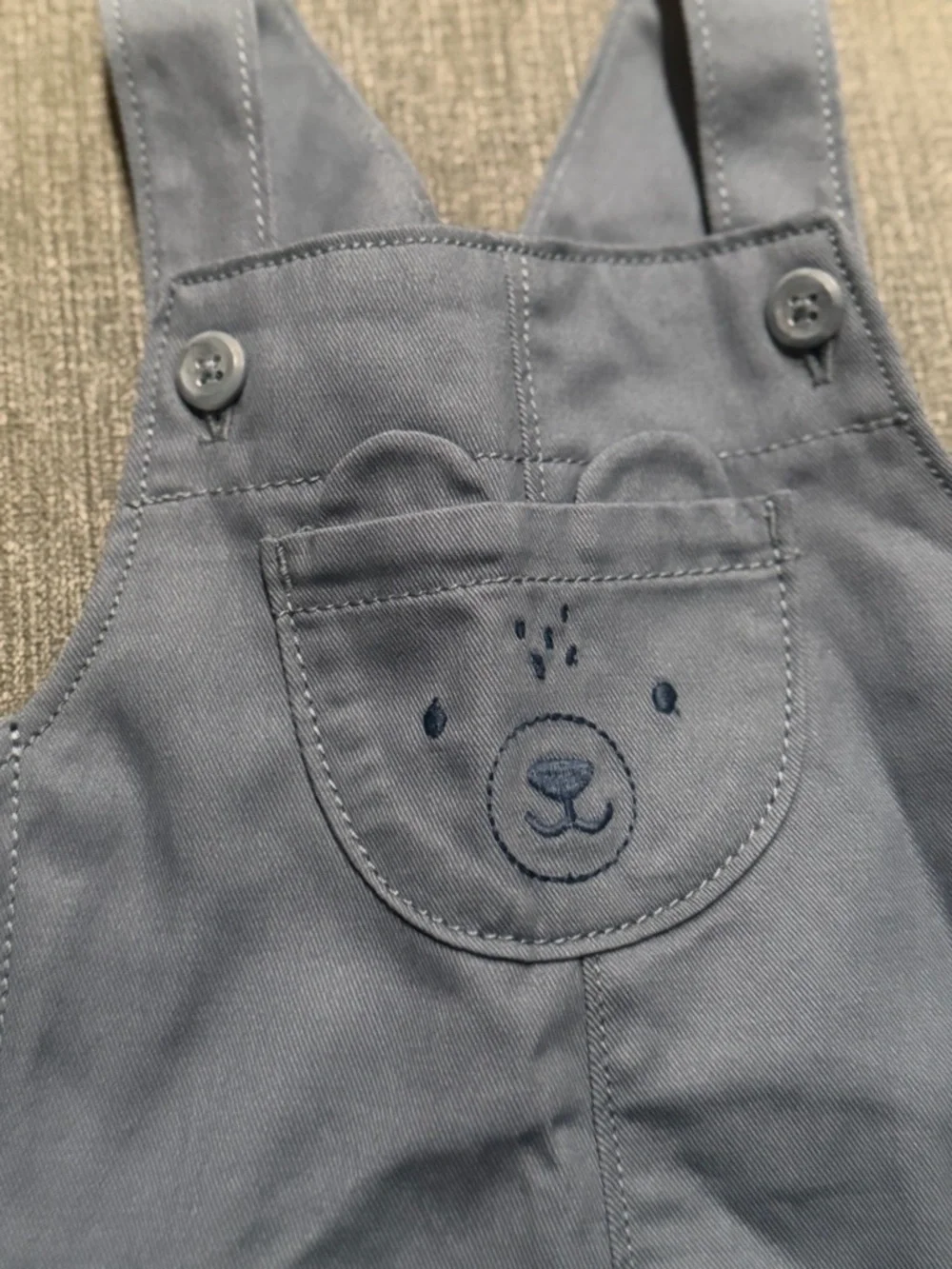 Carter’s‎ Boy’s Blue Overalls with Bear Face Pocket size 18 months